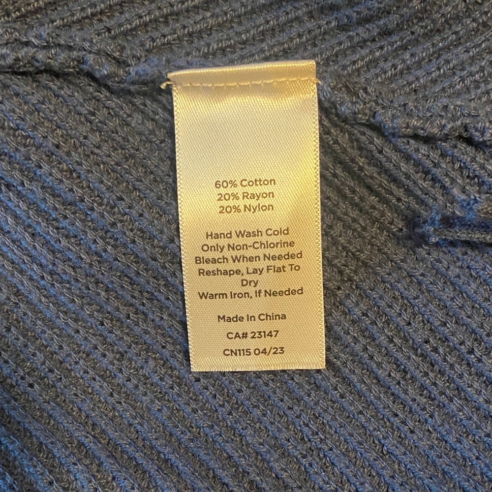 Talbots Teal Ocean Fringed Poncho - Picture 9 of 9